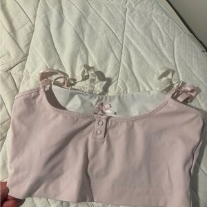 Pink bow sports bra